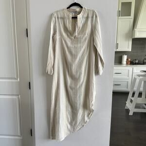 MY BEACHY SIDE Metallic Stripe Cotton Dress Asymmetrical Gold Resort Coverup